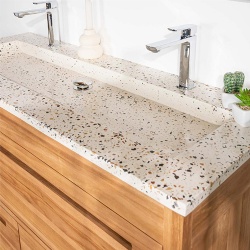 beige engineered terrazzo vanity top