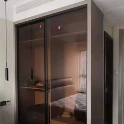 bronze tinted glass panel for wardrobe and closet