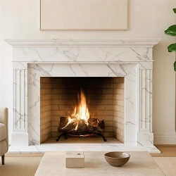 carrera white marble fireplace mantel for custom build