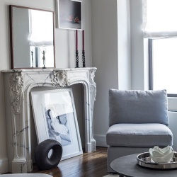 carved marble Louis XV fireplace mantel