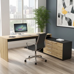 corner office desk with cabinet