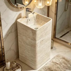 custom travertine lavatory pedestal basin for hotels