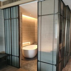 decorative glass bathroom partition hotel room