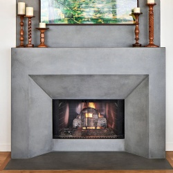 designer concrete fireplace