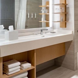 engineered stone vanity top with wood base