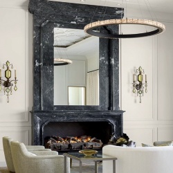 floor to ceiling marble fireplace mantel