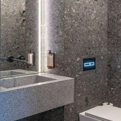 grey engineered terrazzo bathroom vanity