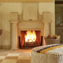 luxury limestone fireplace mantel for hotel lobby