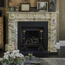luxury marble fireplace mantel for hotel lobby design