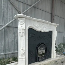 marble firepalce mantel and metal insert