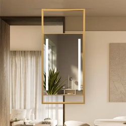 metal frame rectangle lighted mirror ceiling mounted installation hanging design