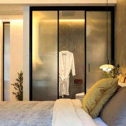 modern glass partition for hotel ensuite bathroom