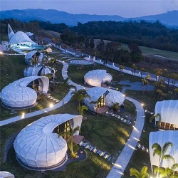 shell shaped hotel tent for island resort