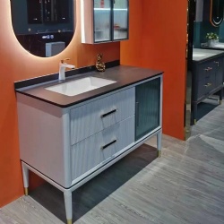 wood base bath vanity with sintered stone top